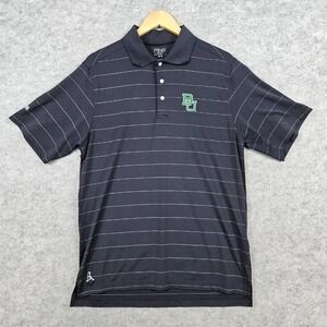 Ping Performance Polo Shirt Size M Baylor University Logo Black /w White Stripes